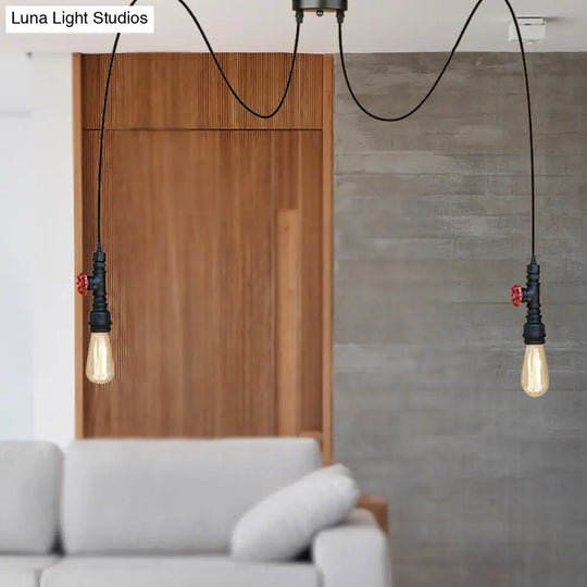 Industrial Style Black Pendant Lamp With Pipe Design And Valve For Kitchen 2 /