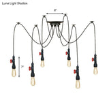 Industrial Metal Pendant Lamp With Valve And Pipe Design - Black 2/3 Lights Kitchen Ceiling Fixture