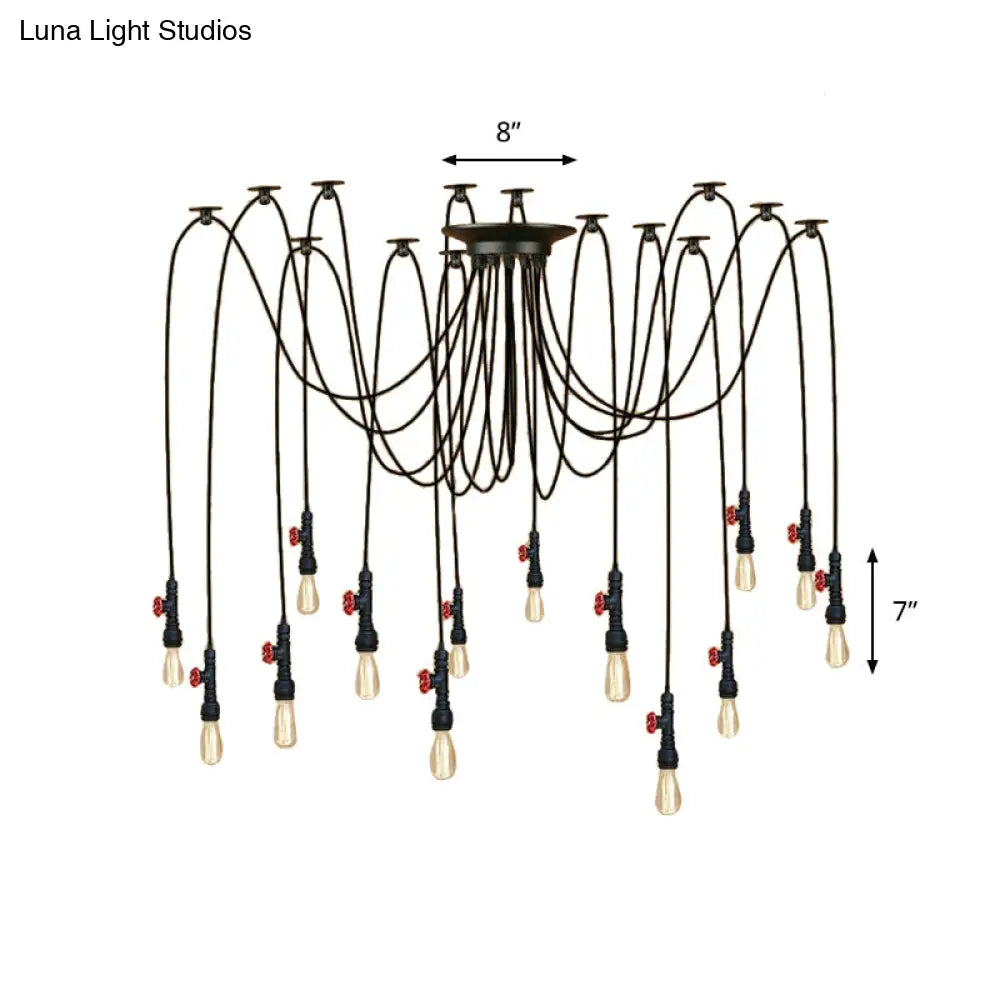 Industrial Style Black Pendant Lamp With Pipe Design And Valve For Kitchen