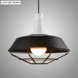Industrial Metal Pendant Light Fixture With Wire Guard - Orange/Blue/Green Bowl Design