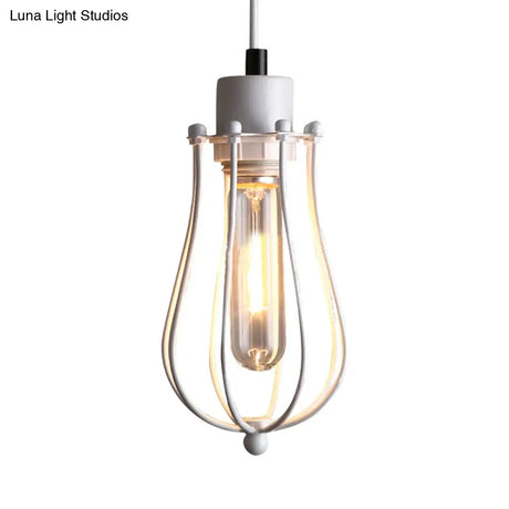 Industrial Metal Pendant Light With Teardrop Shade - Brass/White/Black