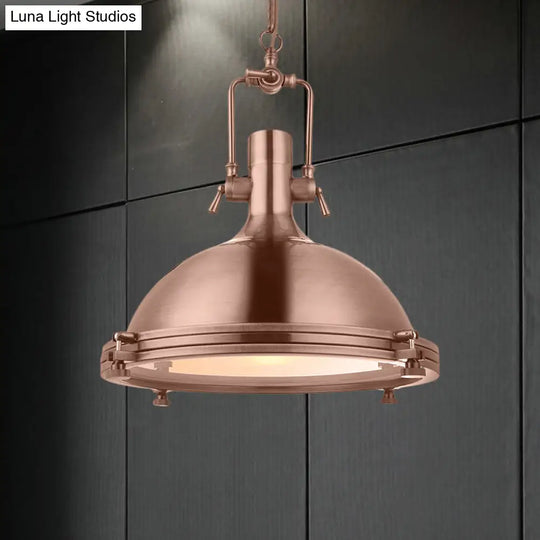 Industrial Metal Pendant Lighting With Antique Brass/Copper Finish And Frosted Diffuser