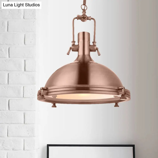 Industrial Metal Pendant Lighting With Antique Brass/Copper Finish And Frosted Diffuser