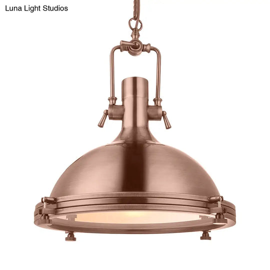 Industrial Metal Pendant Lighting With Antique Brass/Copper Finish And Frosted Diffuser