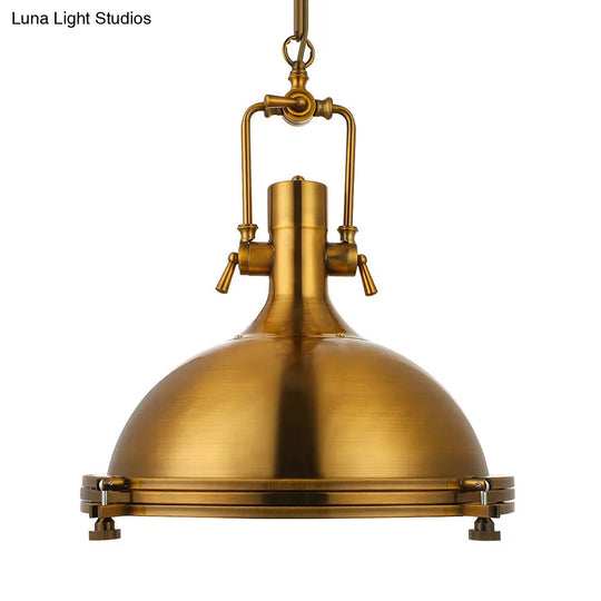 1-Light Industrial Metal Pendant With Antique Brass/Brass/Copper Finish And Frosted Diffuser