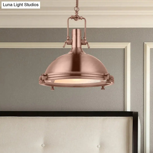 Industrial Metal Pendant Lighting With Antique Brass/Copper Finish And Frosted Diffuser