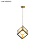 Industrial Metal Pendant Lighting With Gold Finish And Wire Frame For Dining Room - 1 Head