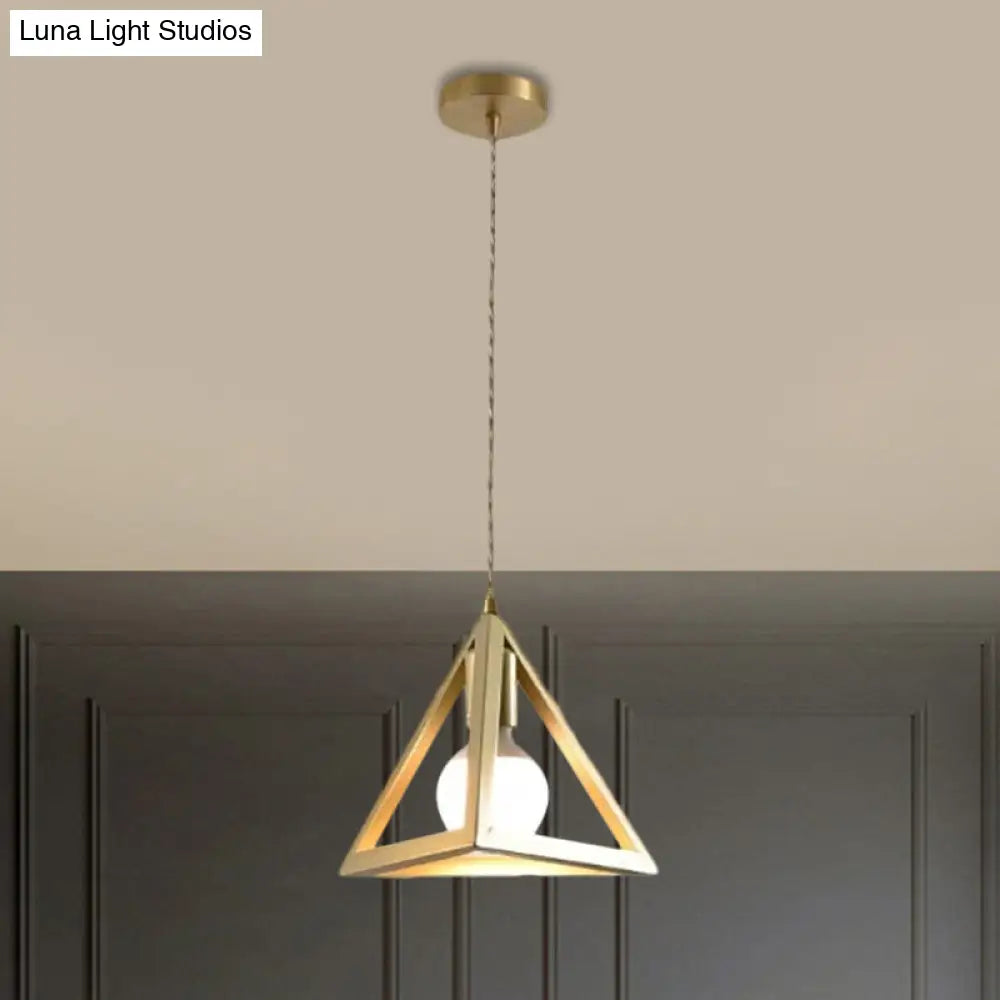 Industrial Metal Pendant Lighting With Gold Finish And Wire Frame For Dining Room Or Ambient
