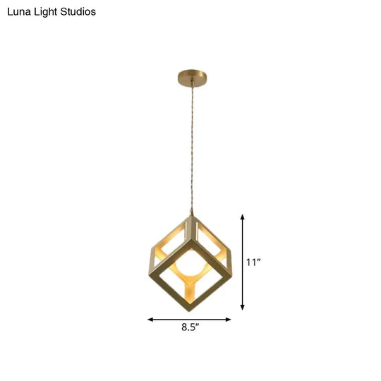 Industrial Metal Pendant Lighting With Gold Finish And Wire Frame For Dining Room Or Ambient