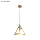 Industrial Metal Pendant Lighting With Gold Finish And Wire Frame For Dining Room - 1 Head