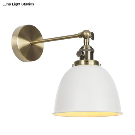 Industrial Metal Wall Lamp With Domed Shade And 1 Bulb Perfect For Bedroom - Black/Grey/White