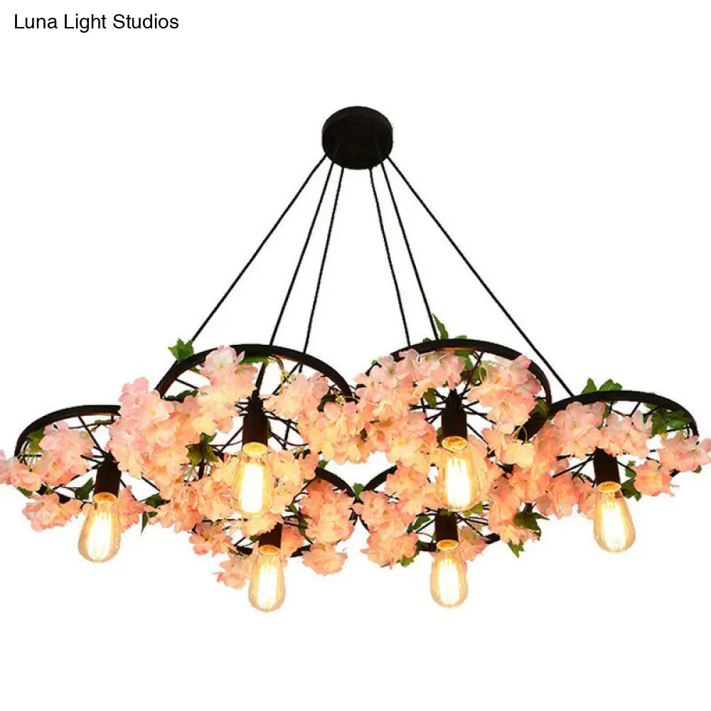 Industrial Metal Wheel Shaped Pendulum Pendant Light For Restaurants