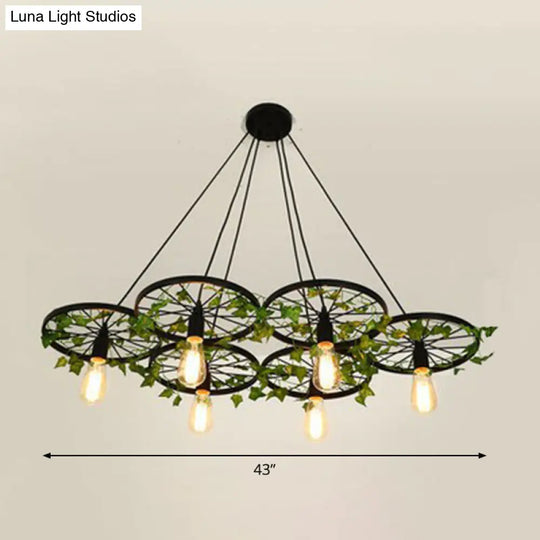 Industrial Metal Wheel Shaped Pendant Light For Restaurants - Commercial Lighting 6 / Green
