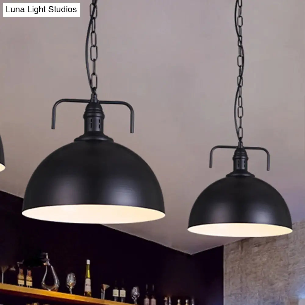 12/16 Industrial Metallic Bowl Pendant Lighting Fixture - 1 Light Red/Yellow/Rust Finish