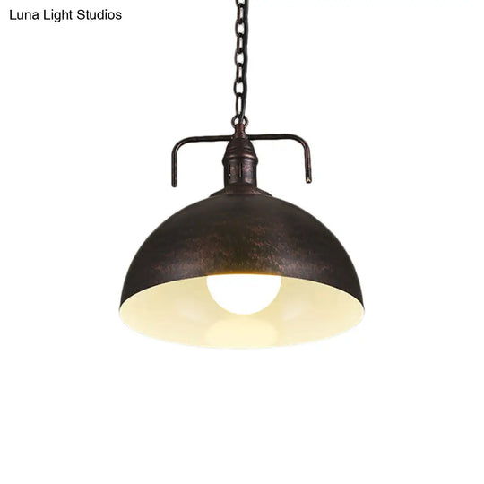 12/16 Industrial Metallic Bowl Pendant Lighting Fixture - 1 Light Red/Yellow/Rust Finish