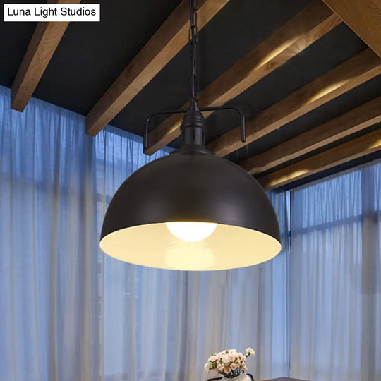 12/16 Industrial Metallic Bowl Pendant Lighting Fixture - 1 Light Red/Yellow/Rust Finish