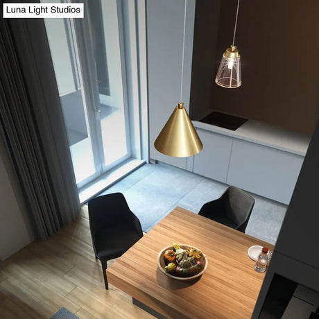 Industrial Mini Pendant Ceiling Light – Modern Metal Cone Hanging Lamp For Dining Room