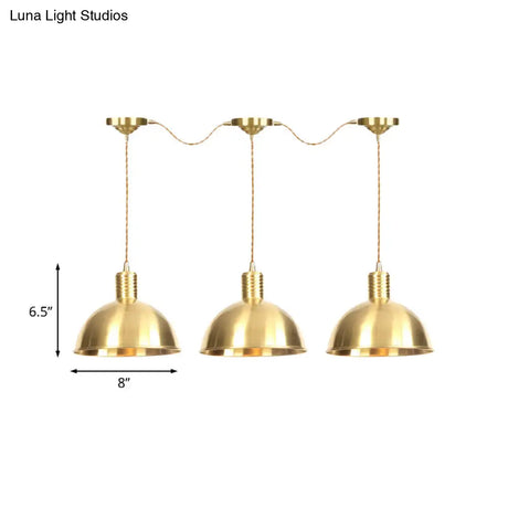 Industrial Multi-Hanging Pendant Lamp With Gold Dome Shade - 3/5/7 Lights For Restaurant Lighting