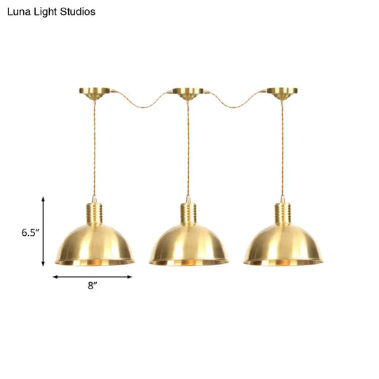 Industrial Multi-Hanging Pendant Lamp With Gold Dome Shade - 3/5/7 Lights For Restaurant Lighting