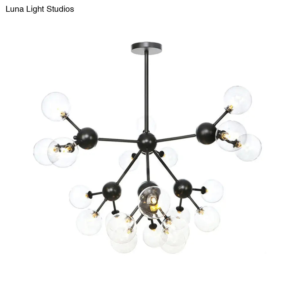 Industrial Orb Chandelier Lamp With Sputnik Design Amber/Clear/Smoke Gray Glass 3/9/12 Lights