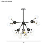 Industrial Orb Chandelier Lamp With Sputnik Design Amber/Clear/Smoke Gray Glass 3/9/12 Lights