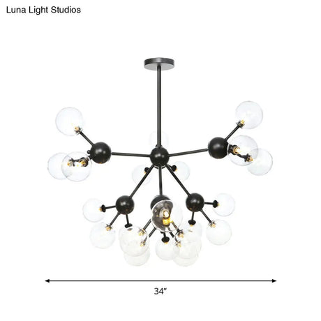 Industrial Living Room Chandelier Lamp With Sputnik Design And Amber/Clear/Smoke Gray Glass - 3/9/12
