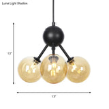 Industrial Orb Chandelier Lamp With Sputnik Design Amber/Clear/Smoke Gray Glass 3/9/12 Lights
