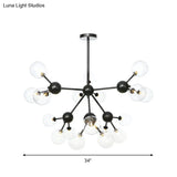 Industrial Orb Chandelier Lamp With Sputnik Design Amber/Clear/Smoke Gray Glass 3/9/12 Lights