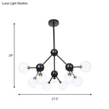 Industrial Orb Chandelier Lamp With Sputnik Design Amber/Clear/Smoke Gray Glass 3/9/12 Lights