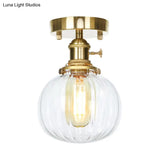 Industrial Orb Shade Ceiling Light With Water Glass - Semi Flush For Living Room