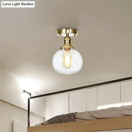 Industrial Orb Shade Ceiling Light With Water Glass - Semi Flush For Living Room