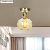 Industrial Orb Shade Ceiling Light With Water Glass - Semi Flush For Living Room