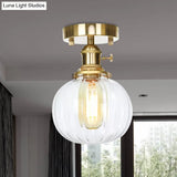 Industrial Orb Shade Ceiling Light With Water Glass - Semi Flush For Living Room