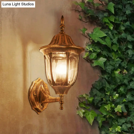 Industrial Outdoor Wall Light Fixture - Kerosene Clear Glass Rust Sconce Lamp