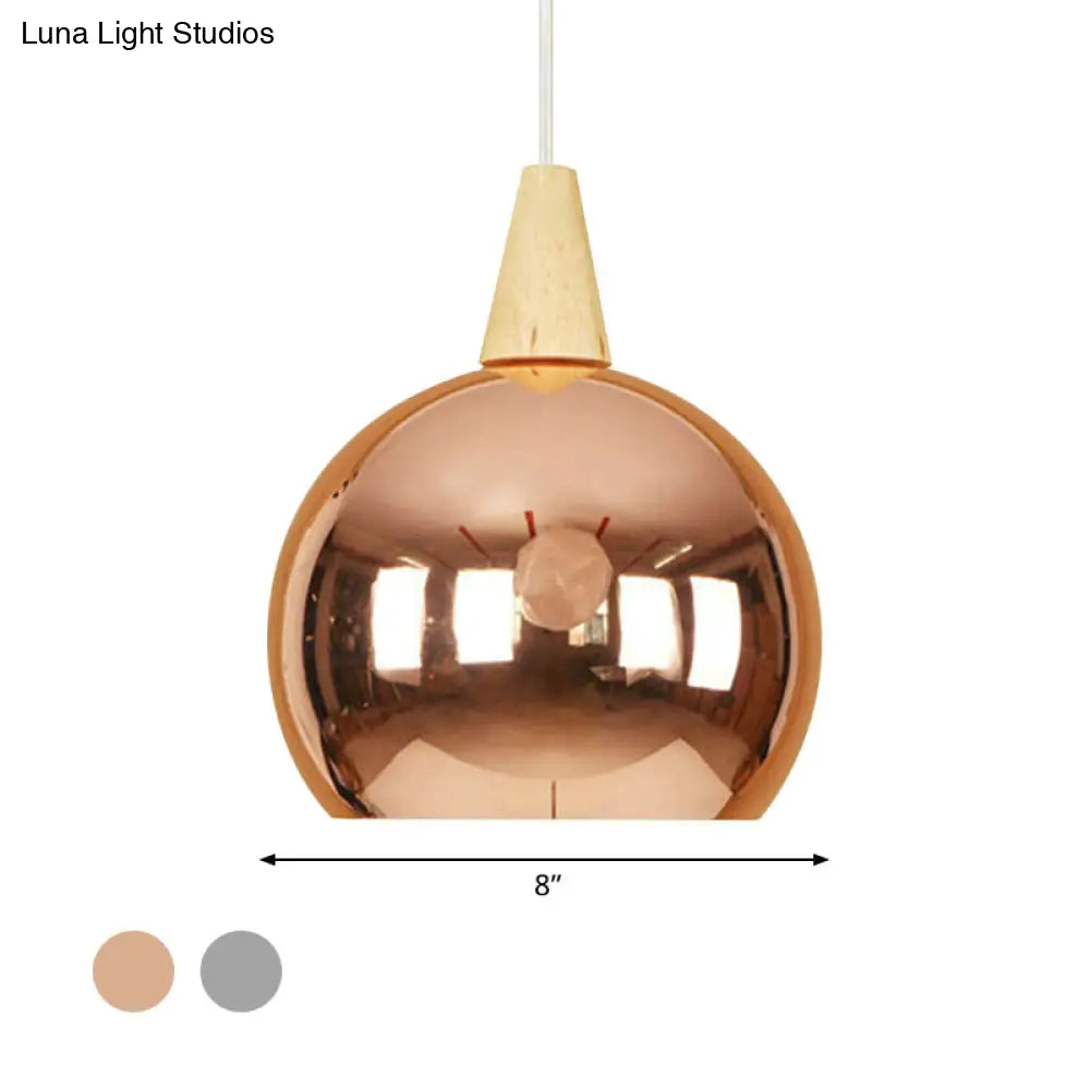 Modern Industrial Hanging Lamp For Bedroom - Single Light Mirror Ball Pendant