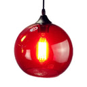 Industrial Pendant Light With Globe Glass Shade In Red Blue Or Grey - 8’/10’ Wide Black / 8’