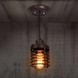 Industrial Pendant Light With Metallic Cage Shade - Matte Black/Rust Ideal For Table Lighting Rust