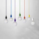 Industrial Pendant Lighting: Silica Gel Exposed Bulb 1 Head Adjustable Cord Black/White Sky Blue
