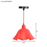 Industrial Red Iron Hanging Lamp Kit - Single Tapered/Cage/Flared Ceiling Pendant Light For Living