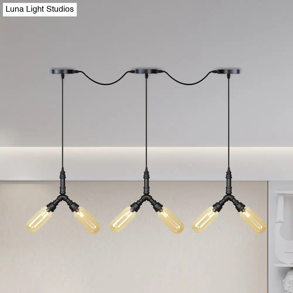 6/10/14 Bulbs Pendant Lamp Industrial Restaurant Ceiling Light With Capsule Colored Glass Shade In