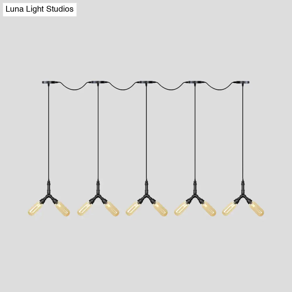 6/10/14 Bulbs Pendant Lamp Industrial Restaurant Ceiling Light With Capsule Colored Glass Shade In