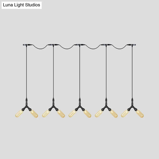 6/10/14 Bulbs Pendant Lamp Industrial Restaurant Ceiling Light With Capsule Colored Glass Shade In