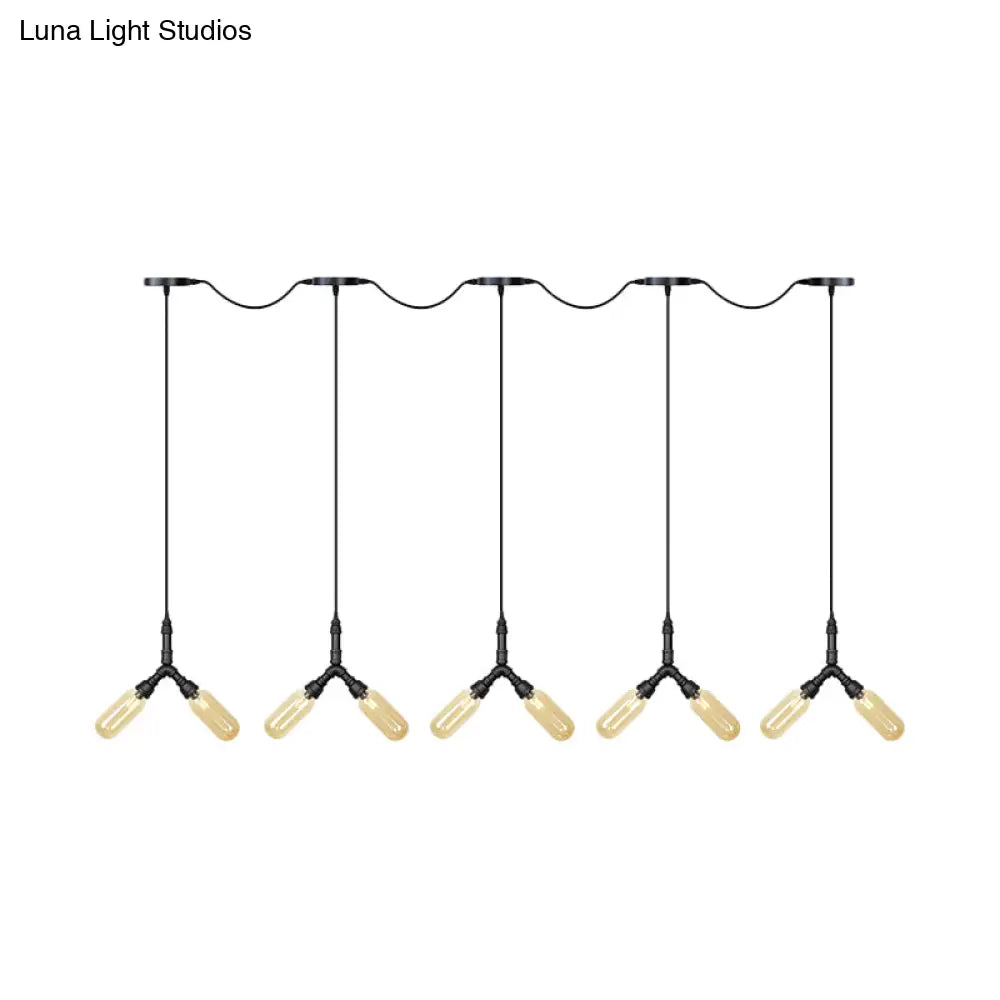 6/10/14 Bulbs Pendant Lamp Industrial Restaurant Ceiling Light With Capsule Colored Glass Shade In