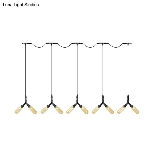 6/10/14 Bulbs Pendant Lamp Industrial Restaurant Ceiling Light With Capsule Colored Glass Shade In