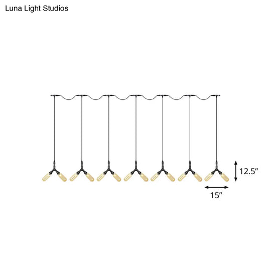 6/10/14 Bulbs Pendant Lamp Industrial Restaurant Ceiling Light With Capsule Colored Glass Shade In