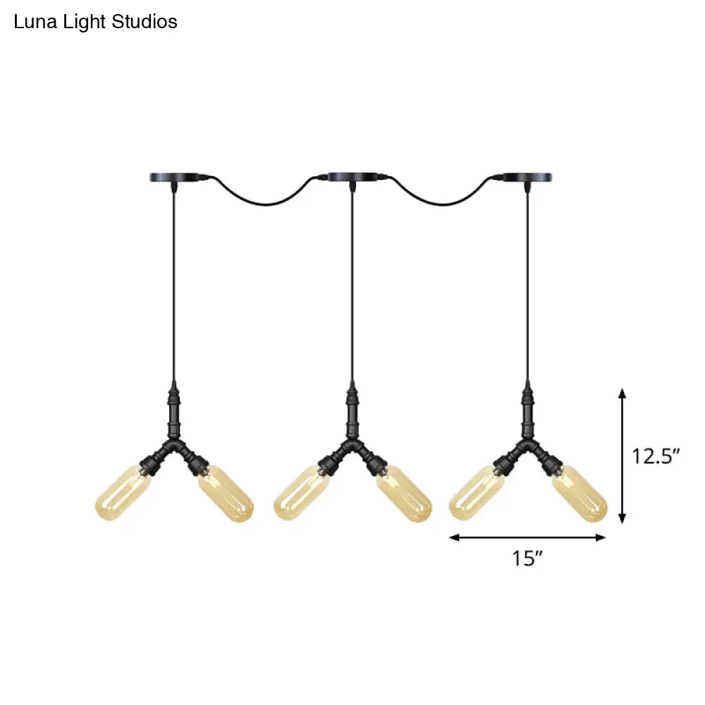 6/10/14 Bulbs Pendant Lamp Industrial Restaurant Ceiling Light With Capsule Colored Glass Shade In