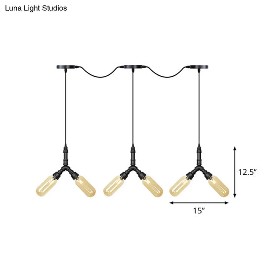 6/10/14 Bulbs Pendant Lamp Industrial Restaurant Ceiling Light With Capsule Colored Glass Shade In