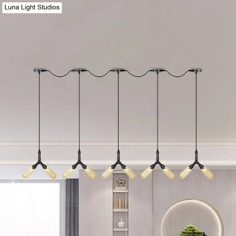 6/10/14 Bulbs Pendant Lamp Industrial Restaurant Ceiling Light With Capsule Colored Glass Shade In