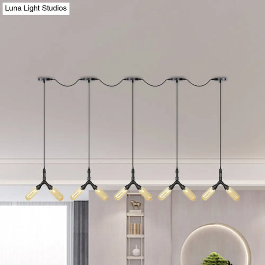 6/10/14 Bulbs Pendant Lamp Industrial Restaurant Ceiling Light With Capsule Colored Glass Shade In