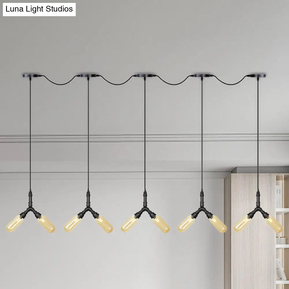 6/10/14 Bulbs Pendant Lamp Industrial Restaurant Ceiling Light With Capsule Colored Glass Shade In